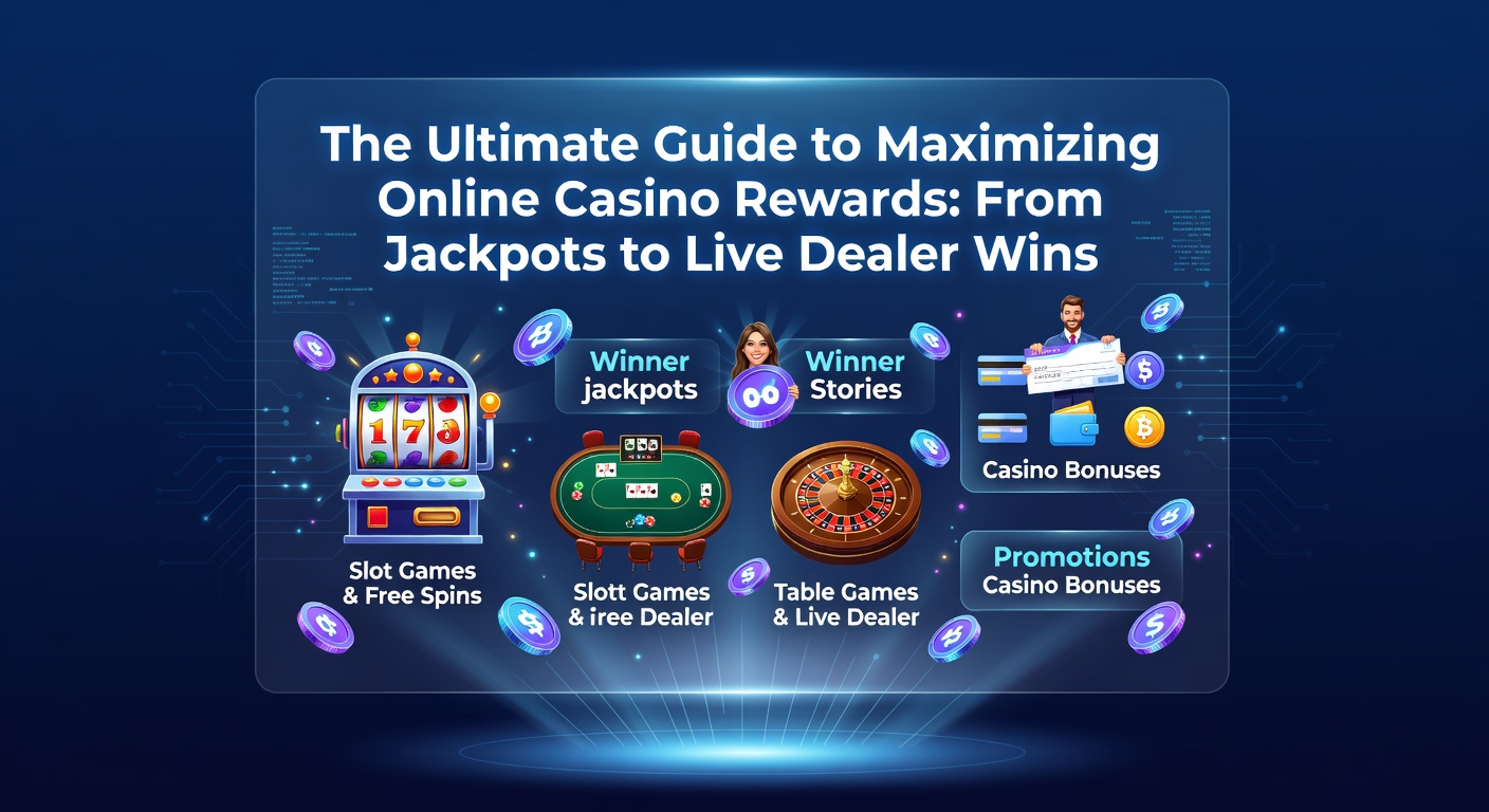 Vibrant online casino interface showing slot reels spinning with jackpot counters and bonus icons glowing brightly