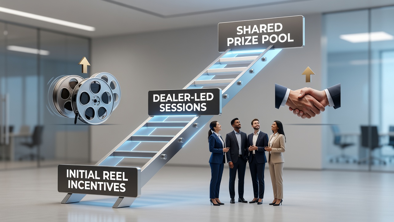 Player progression through loyalty tiers connecting slot play to live dealer games and accumulating prize pools
