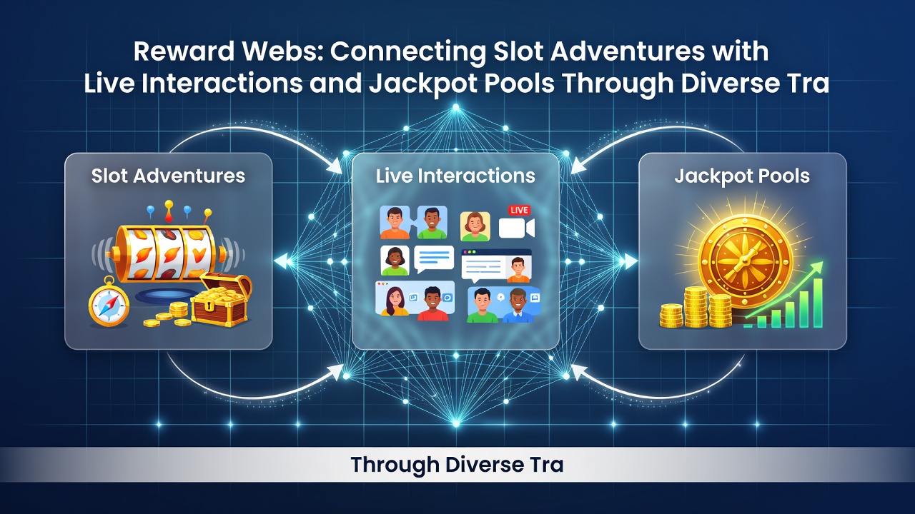 Diagram showing payment channels linking slot reels, live dealer tables, and growing jackpot pools