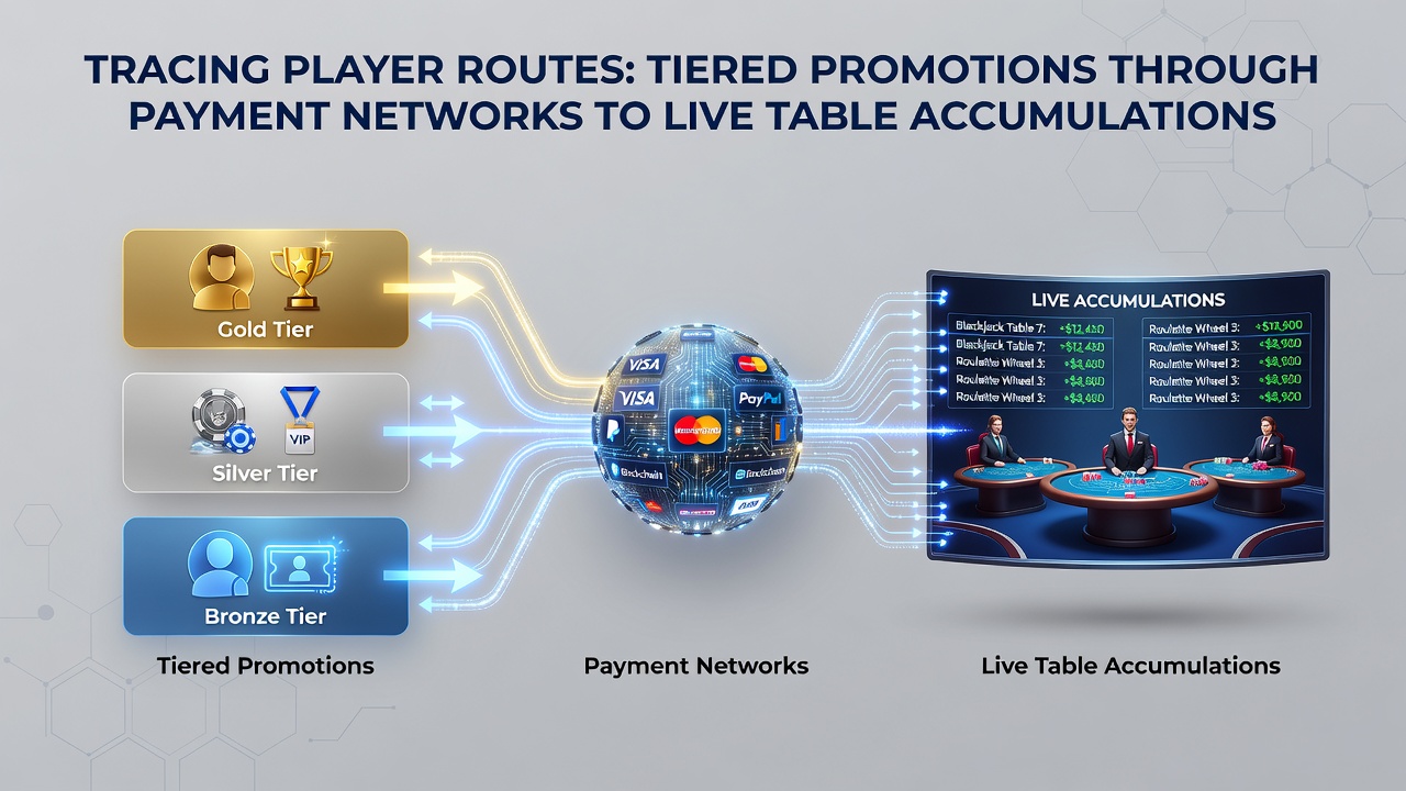 Flowchart illustrating payment channels linking slot play to live dealer tables and growing jackpot pools