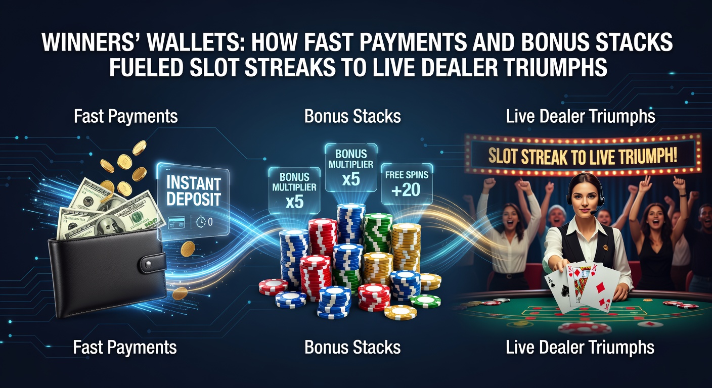 Digital wallet overflowing with casino chips, symbolizing rapid payouts and stacked bonuses turning slot wins into bigger triumphs